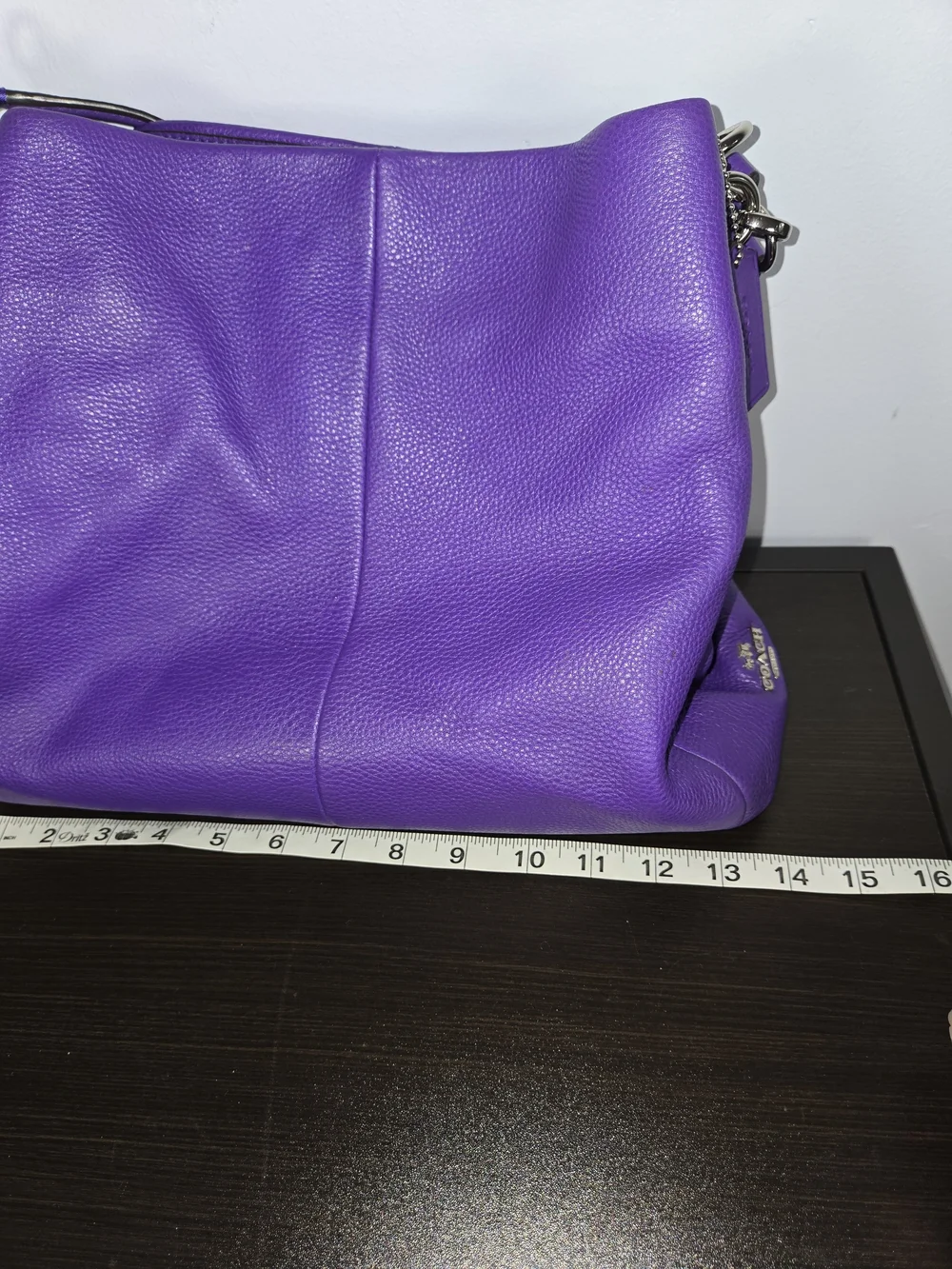 COACH Madison Phoebe Shoulder Bag Purple Pebble Leather Hobo F35723